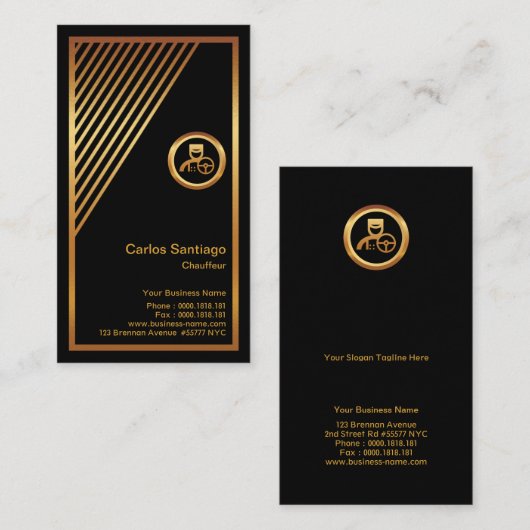 Chic Simple Gold Striped Triangle Taxi Visitekaartje (Voorkant / Achterkant)