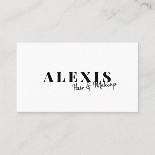 Chic Simple Hair en Makeup Business Black White Visitekaartje (Voorkant)