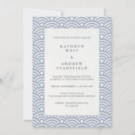 Chic Simple Japanse Seigaiha Waves Beach Weddensch Kaart