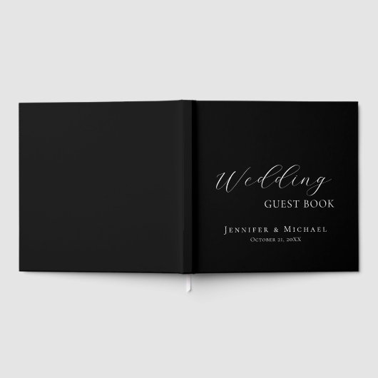 Chic Simple Minimalist Modern Plain Wedding Black Gastenboek (Volledig)