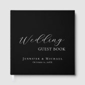 Chic Simple Minimalist Modern Plain Wedding Black Gastenboek (Voorkant)
