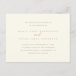 Chic Simple Minimalist Typography Fall Wedding Uitnodiging Briefkaart