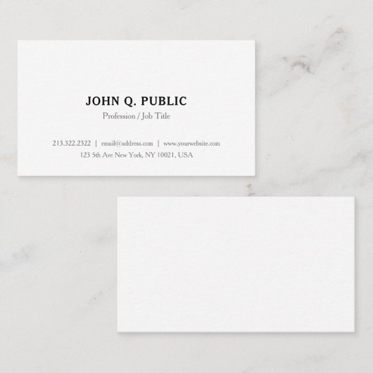 Chic Simple Modern Elegant Minimalist Sjabloon Visitekaartje (Voorkant / Achterkant)