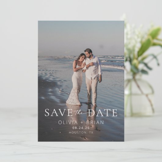 Chic + Simple Modern Save the Date Photo Card (Staand voorkant)