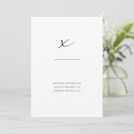 Chic + Simple Modern Schrift Alfabetische Zitplaat (Staand voorkant)
