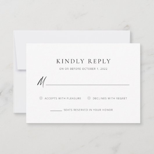 Chic + Simple Modern Schrift Hochzeit Antwortkaart RSVP Kaartje (Voorkant)
