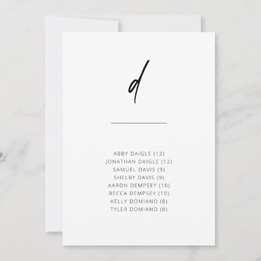 Chic + Simple Modern Script Alfabetical Seating D (Voorkant)