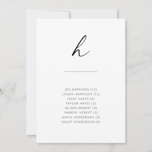 Chic + Simple Modern Script Alfabetical Seating H (Voorkant)