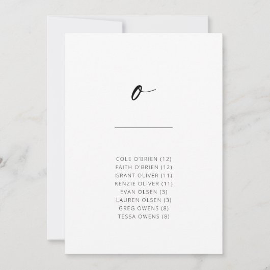 Chic + Simple Modern Script Alfabetical Seating O (Voorkant)