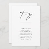 Chic Simple Modern Script Alfabetical Seating T-Z (Voorkant / Achterkant)