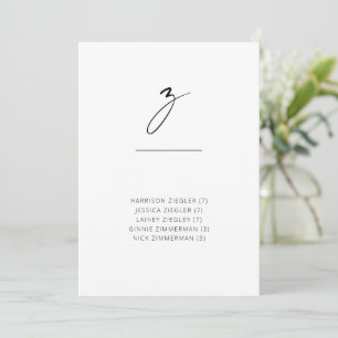 Chic + Simple Modern Script Alfabetical Seating Z