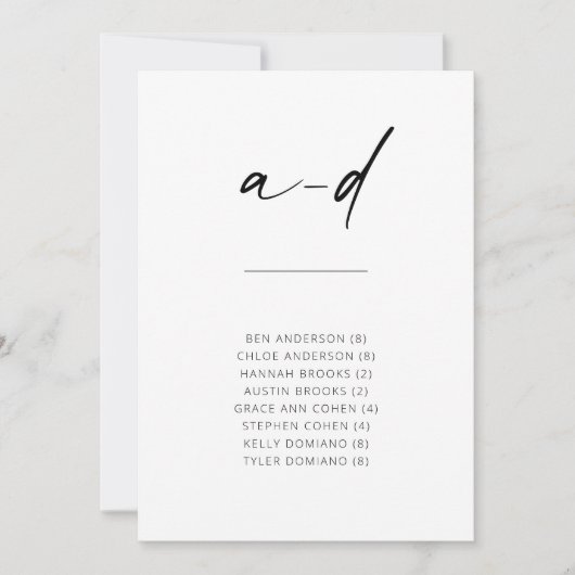 Chic Simple Modern Script Alfabetical Seed A-D (Voorkant)