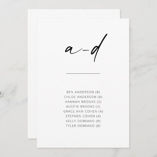 Chic Simple Modern Script Alfabetical Seed A-D (Voorkant / Achterkant)