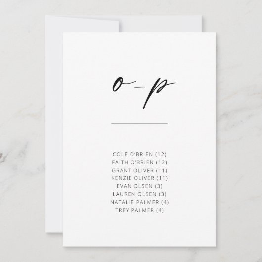 Chic Simple Modern Script Alfabetical Seed O-P (Voorkant)