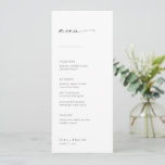 Chic   Simple Modern Script Wedding Menu<br><div class="desc">Deze eenvoudige, moderne menu's zijn de perfecte aanvulling op de plaatsmontages bij uw ontvangst! De handgeschreven manuscriptrubriek die met serif en sans-serif doopvonten in kaart wordt gebracht geeft deze menu's een klassieke, schone blik. Pas de menu's aan met de items van het trouwmenu en de naam van het paar en...</div>