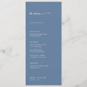 Chic + Simple Modern Script Wedding Menu | Blauw (Voorkant)