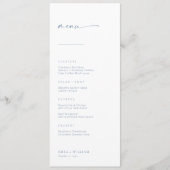 Chic + Simple Modern Script Wedding Menu | Blauw (Voorkant)