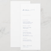 Chic + Simple Modern Script Wedding Menu | Blauw (Voorkant / Achterkant)