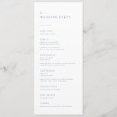 Chic + Simple Modern Script Wedding Program | Blau Menu (Achterkant)