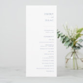 Chic + Simple Modern Script Wedding Program | Blau Menu (Staand voorkant)