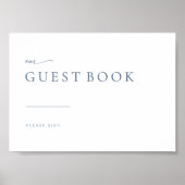 Chic Simple Modern Wedding Guest Book Sign | Blauw Poster (Voorkant)