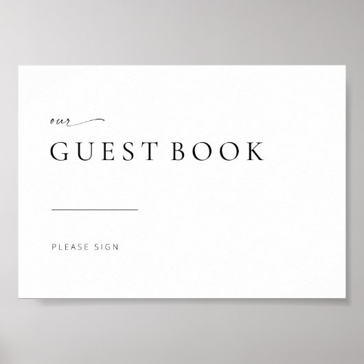 Chic + Simple Modern Wedding Guest Book Sign Poster (Voorkant)