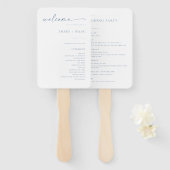 Chic + Simple Modern Wedding Program Fans | Blauw Handwaaier (Voorkant en achterkant)