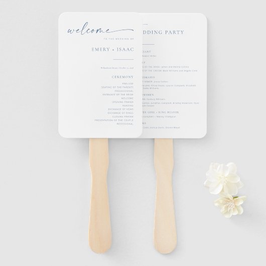 Chic + Simple Modern Wedding Program Fans | Blauw Handwaaier