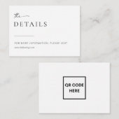 Chic + Simple Modern Wedding QR Code Informatiekaartje (Voorkant / Achterkant)