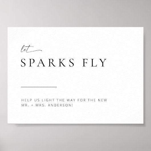 Chic + Simple Modern Wedding Sparkler Exit Sign Poster (Voorkant)