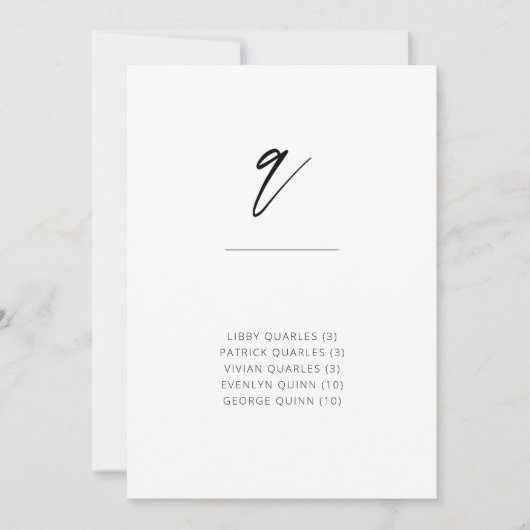 Chic + Simple Moderne Script Alfabetical Seating Q (Voorkant)