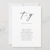 Chic Simple Moderne Script Alfabetical Seating T-Y (Voorkant)