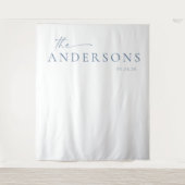 Chic + Simple Moderne Trouwfoto Achtergrond | Blau Wandkleed (Voorkant)