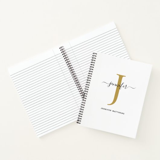 Chic Simple Monogram Initiaal Name Notitieboek (Binnen)