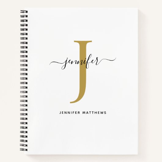Chic Simple Monogram Initiaal Name Notitieboek (Voorkant)