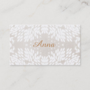 Chic Simple Name White laat FAUX Beige Linen achte Visitekaartje