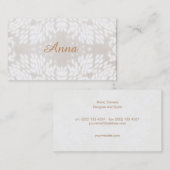 Chic Simple Name White laat FAUX Beige Linen achte Visitekaartje (Voorkant / Achterkant)