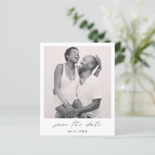 Chic Simple Photo Budget Weddenschap Save the Date (Staand voorkant)