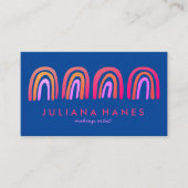 Chic Simple Pink Oranje Blue Rainbows Visitekaartje (Voorkant)