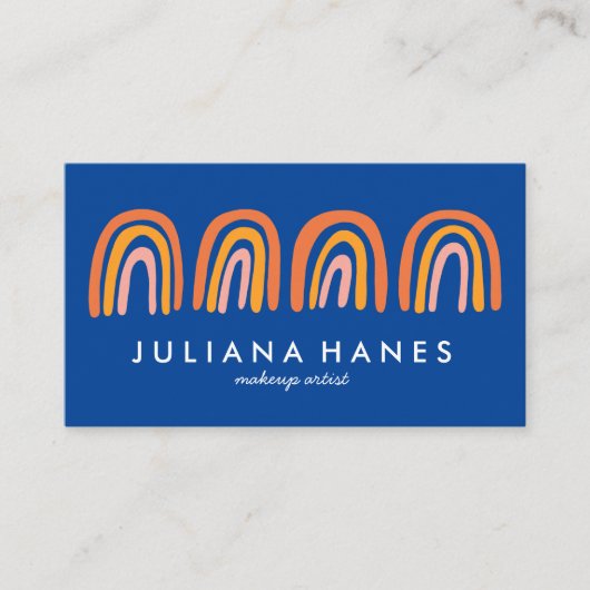 Chic Simple Pink Oranje Blue Rainbows Visitekaartje (Voorkant)