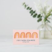 Chic Simple Pink Oranje Rainbows Visitekaartje (Staand voorkant)