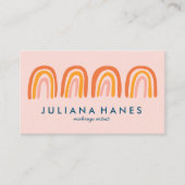 Chic Simple Pink Oranje Rainbows Visitekaartje (Voorkant)