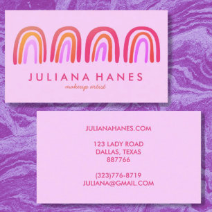 Chic Simple Pink Oranje Rainbows Visitekaartje