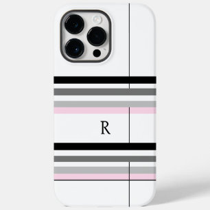 Chic Simple Roze Zwart Grijs Wit Aangepast Monogra iPhone 14 Pro Max Hoesje