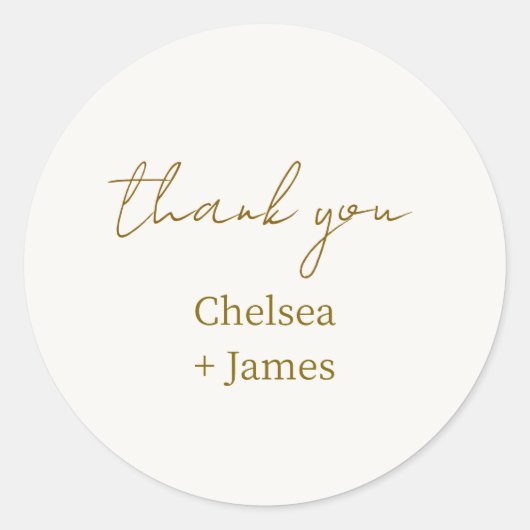 Chic Simple Script Dank u voor uw bruiloft Ronde Sticker (Voorkant)