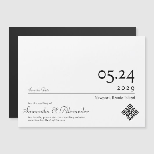 Chic Simple Script Non-Photo Wedding Sla de datum  Magnetische Uitnodiging (Voorkant / Achterkant)