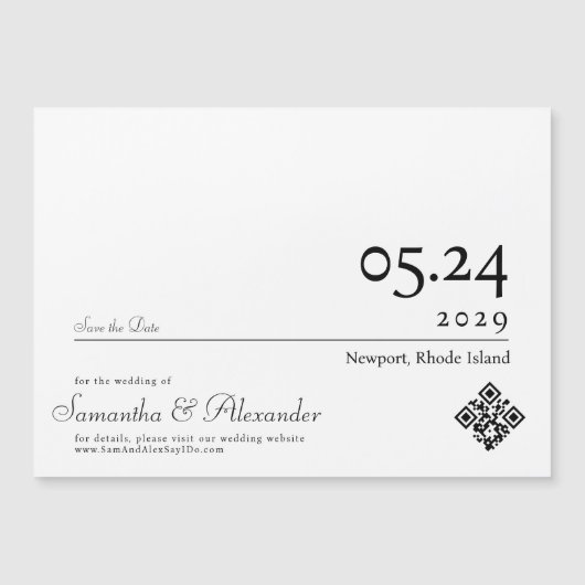 Chic Simple Script Non-Photo Wedding Sla de datum Magnetische Uitnodiging (Voorkant)