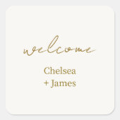 Chic Simple Script Welkom bruiloft Vierkante Sticker (Voorkant)
