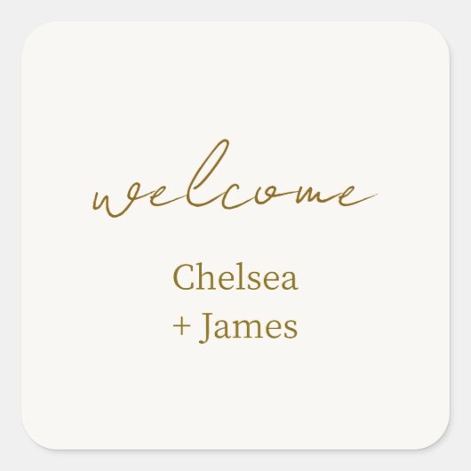 Chic Simple Script Welkom bruiloft Vierkante Sticker (Voorkant)
