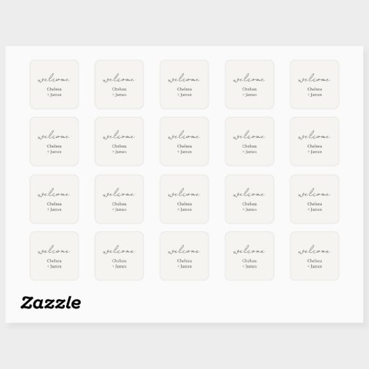 Chic Simple Script Welkom bruiloft Vierkante Sticker (Vel)